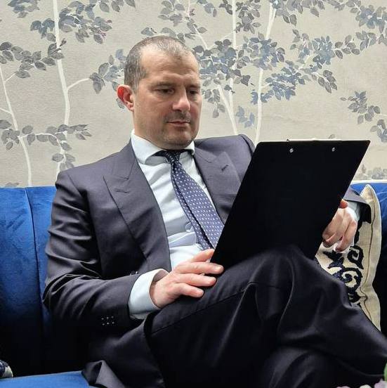 Dr Simone Rofena reviewing a patient's IVF records, London
